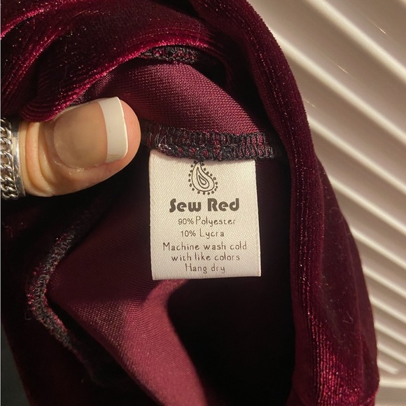 Dark red velvet elephant leggings size S - Picture 4 of 7